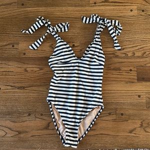 J. Crew Tie Swimsuit One Piece Striped Size 4